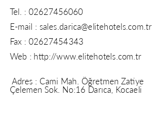 Elite Hotel Darca iletiim bilgileri